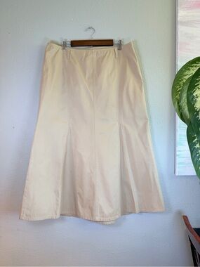 Venezia Vintage Y2K Tan Cotton Mermaid Flared Casual Boho Flowy Maxi Skirt 16